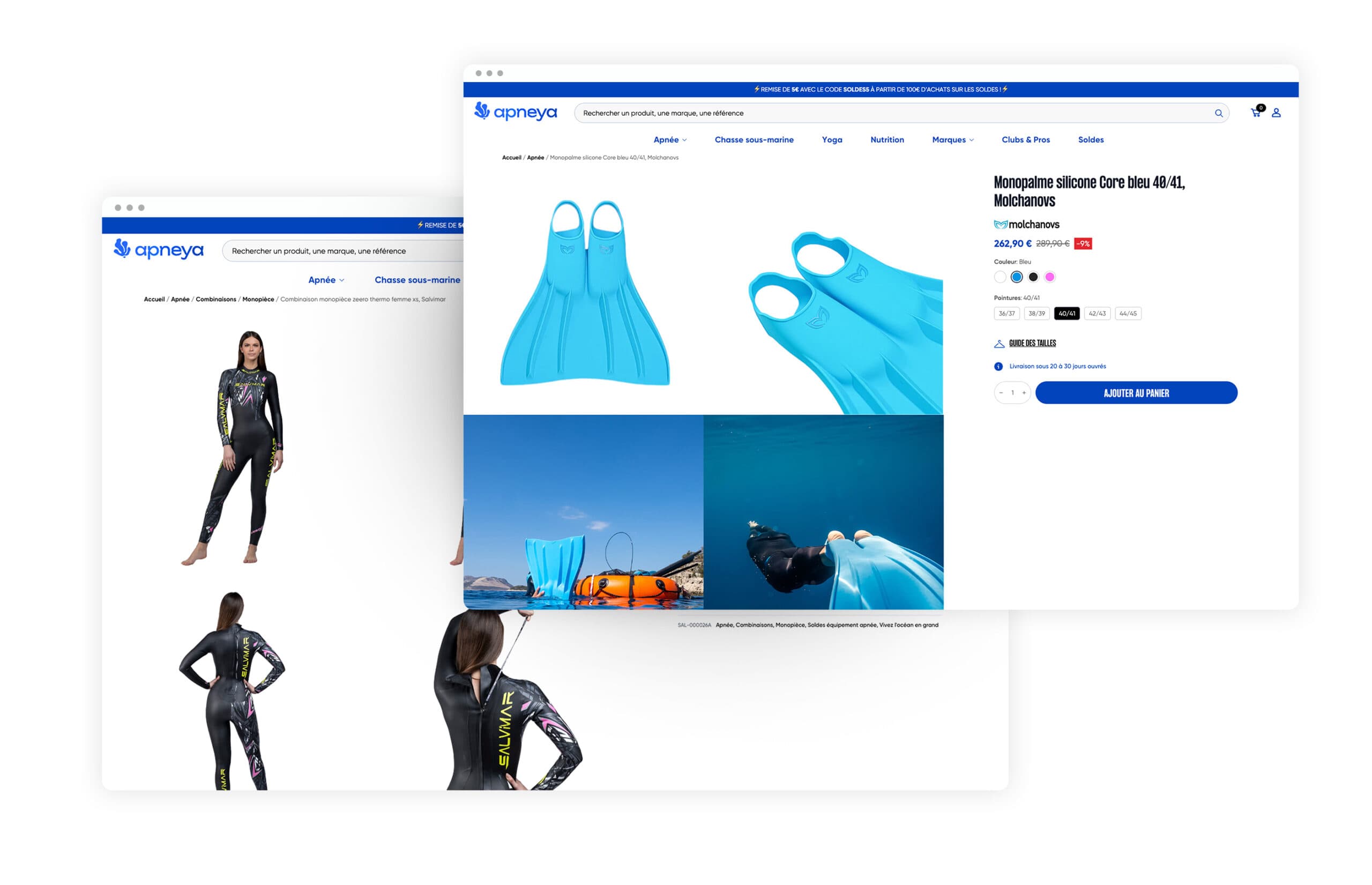 Apneya : écrans, page produit