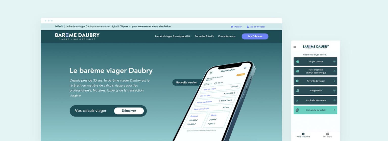 Bareme Viager Daubry : page d’accueil, application