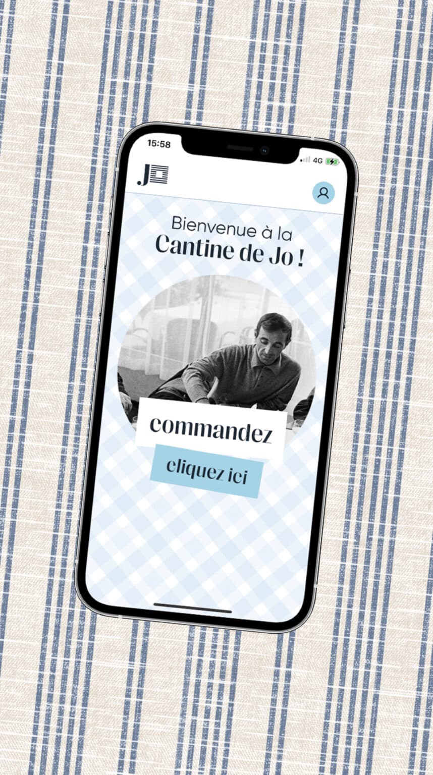 Cantine de Jo : page d’accueil, application