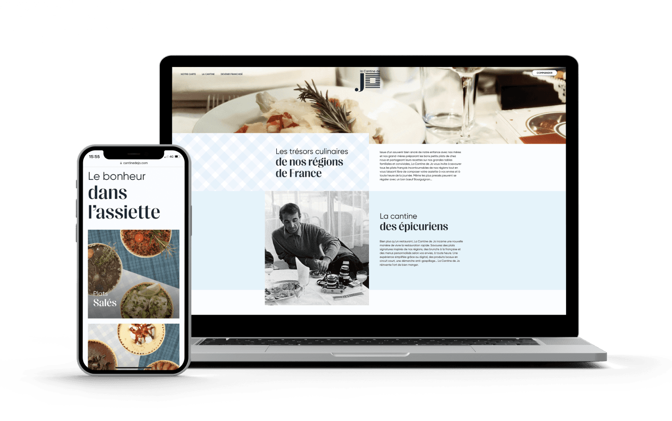 Cantine de Jo : écran d’ordinateur, site web