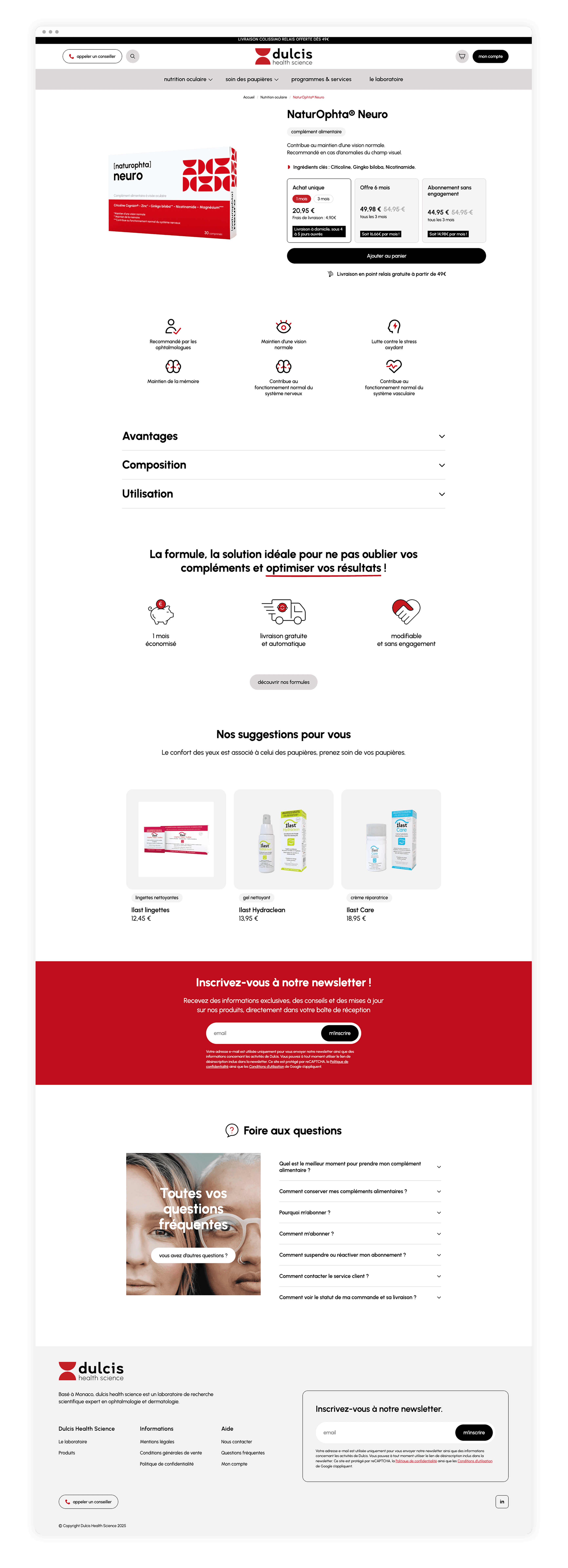 Dulcis : écrans, page produit