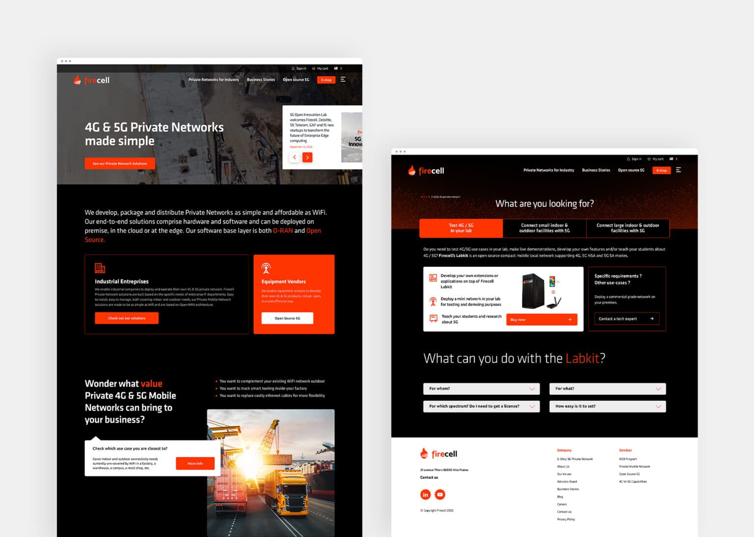 Firecell : boutique en ligne, page d’accueil