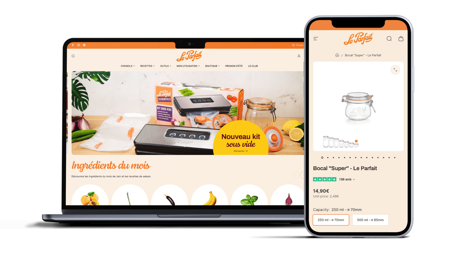 Le Parfait : maquette, site web
